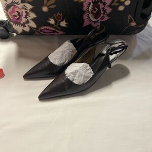 Prada Dark Brown Pointed Slingback Heels